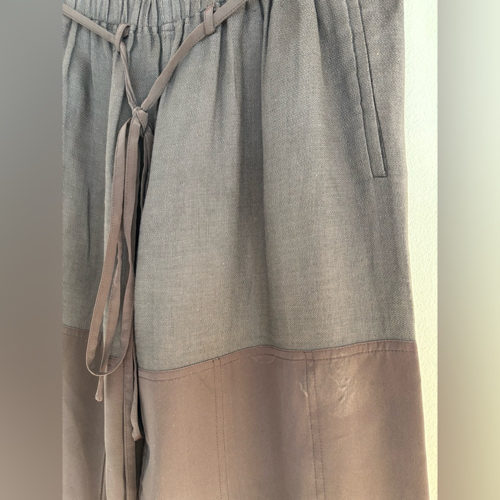 The Row Linen Blend Wide Leg Cropped Culotte Pants Drawstring Waist Small - Picture 3 of 11